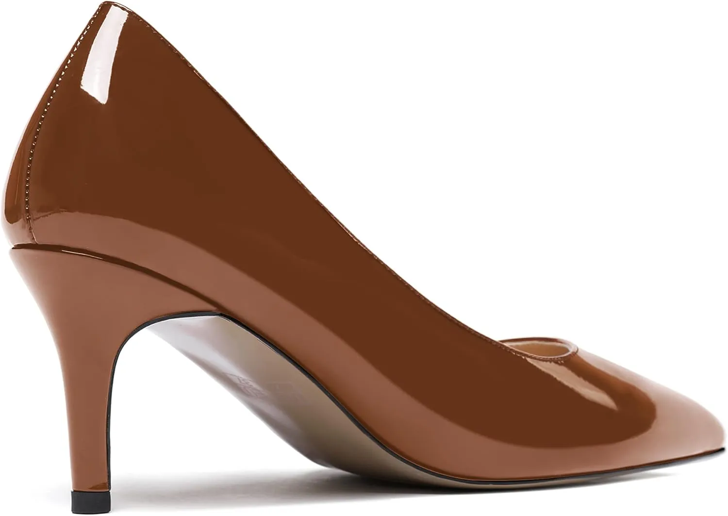 WAYDERNS Women's Pointed Toe Slip On Solid Patent Mid Heel Pumps Shoes 2.5 Inch