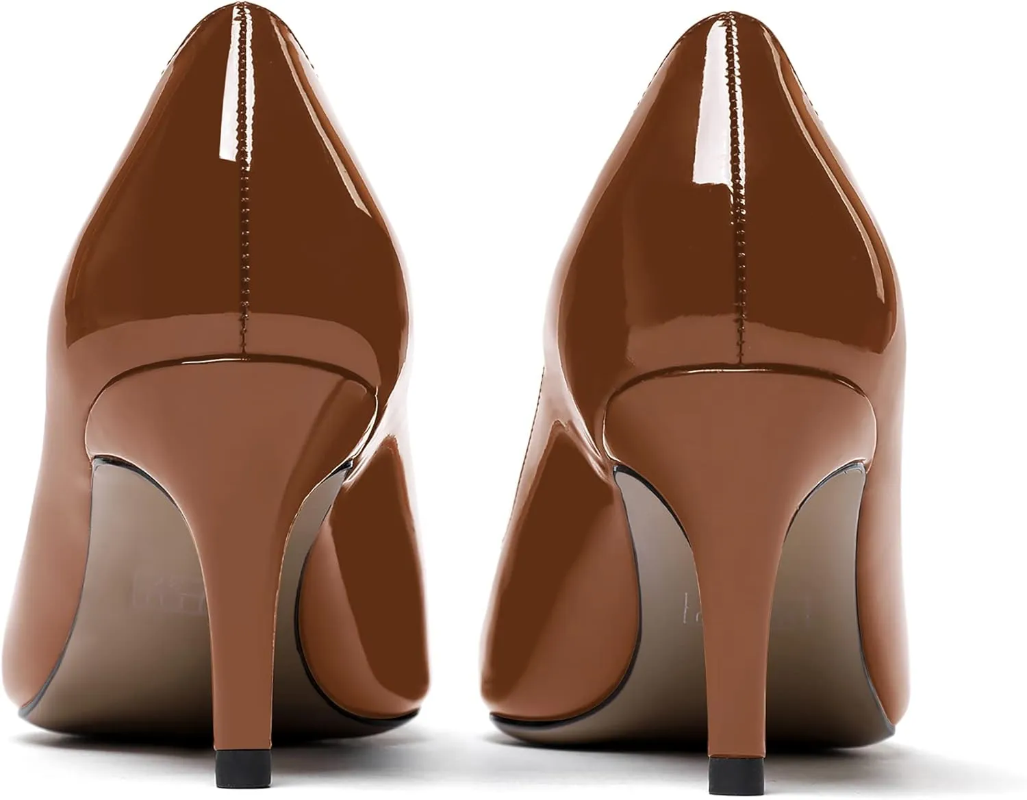 WAYDERNS Women's Pointed Toe Slip On Solid Patent Mid Heel Pumps Shoes 2.5 Inch