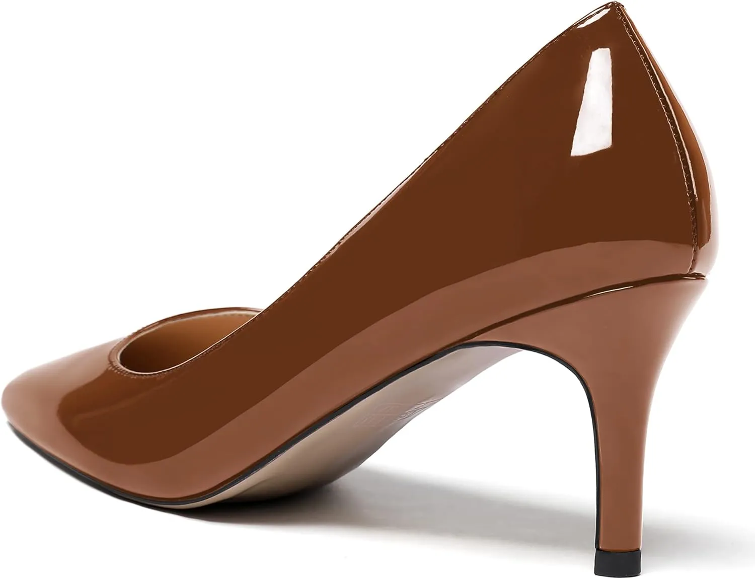 WAYDERNS Women's Pointed Toe Slip On Solid Patent Mid Heel Pumps Shoes 2.5 Inch