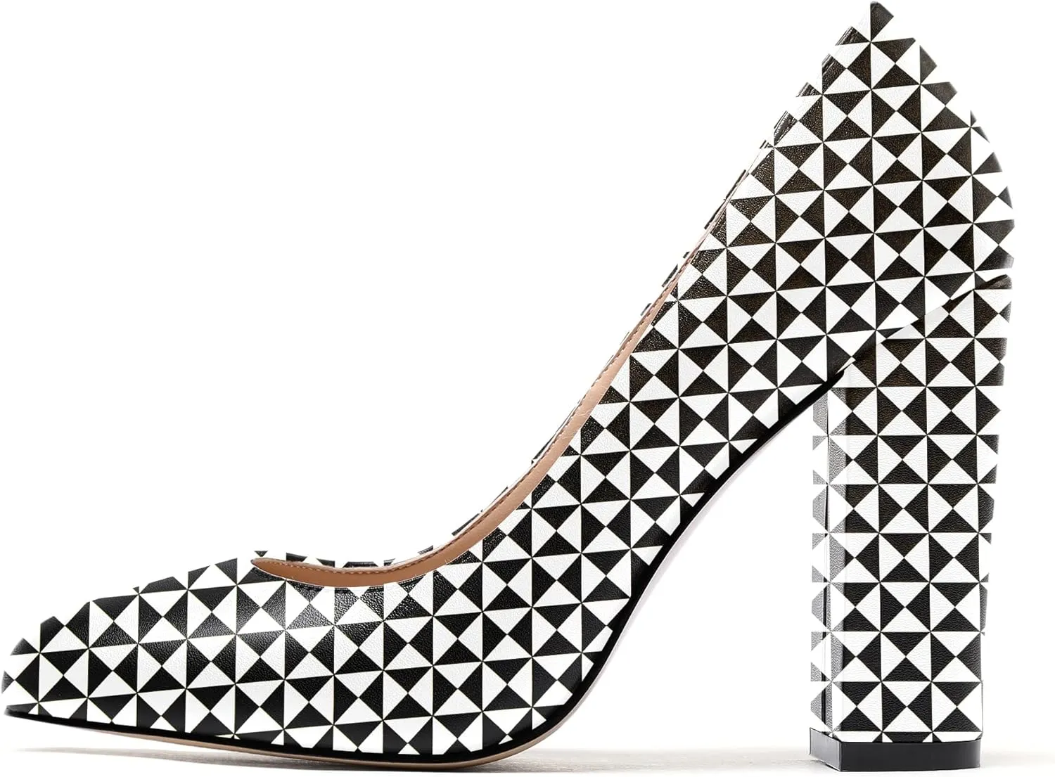 WAYDERNS Womens Round Toe Slip On Matte Dress Party Block High Heel Pumps Shoes 4 Inch