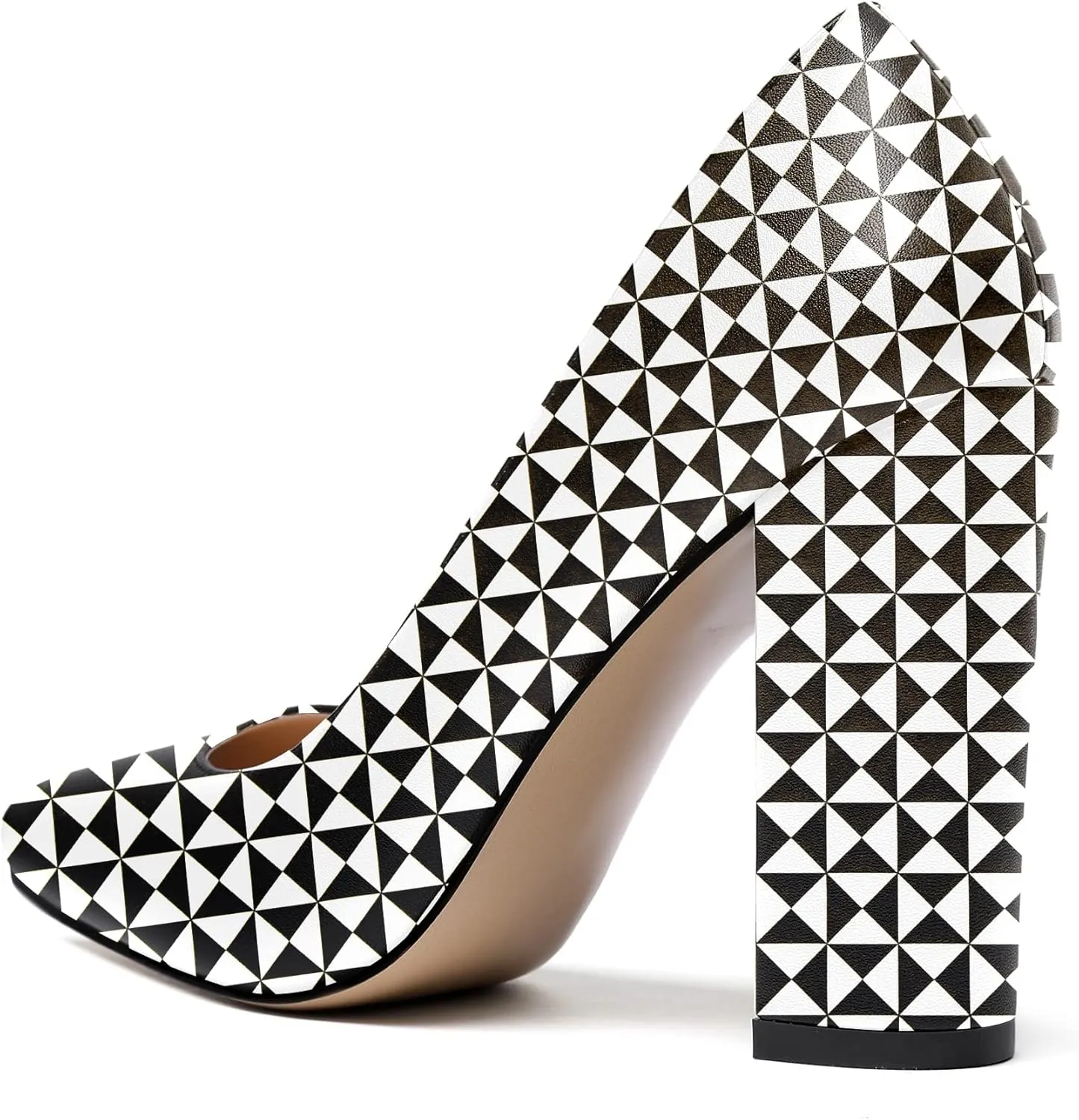 WAYDERNS Womens Round Toe Slip On Matte Dress Party Block High Heel Pumps Shoes 4 Inch