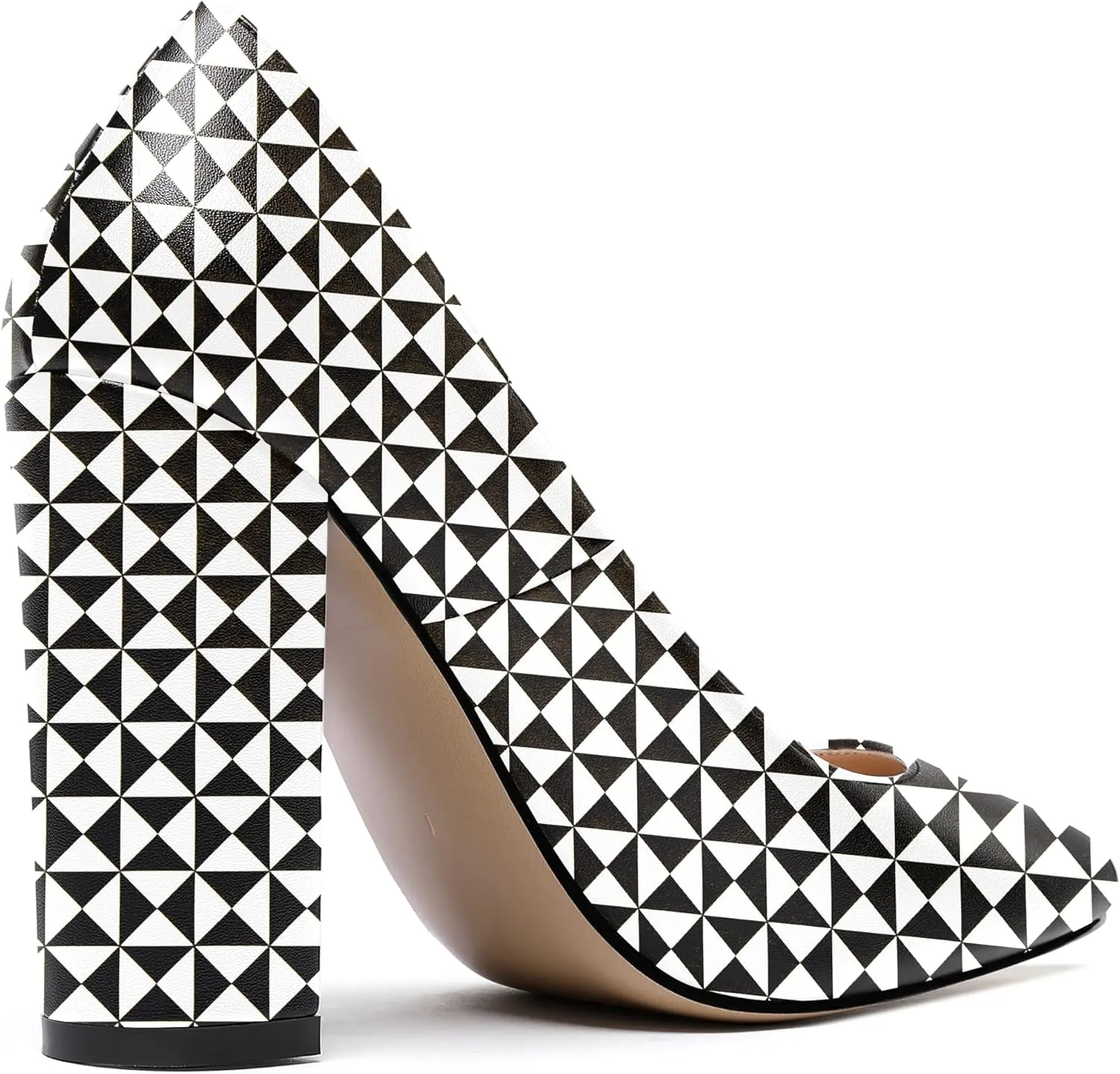 WAYDERNS Womens Round Toe Slip On Matte Dress Party Block High Heel Pumps Shoes 4 Inch