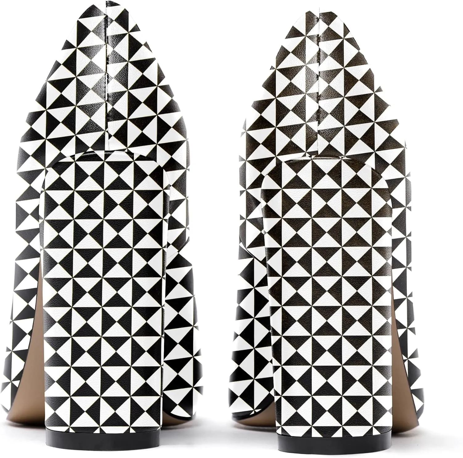 WAYDERNS Womens Round Toe Slip On Matte Dress Party Block High Heel Pumps Shoes 4 Inch