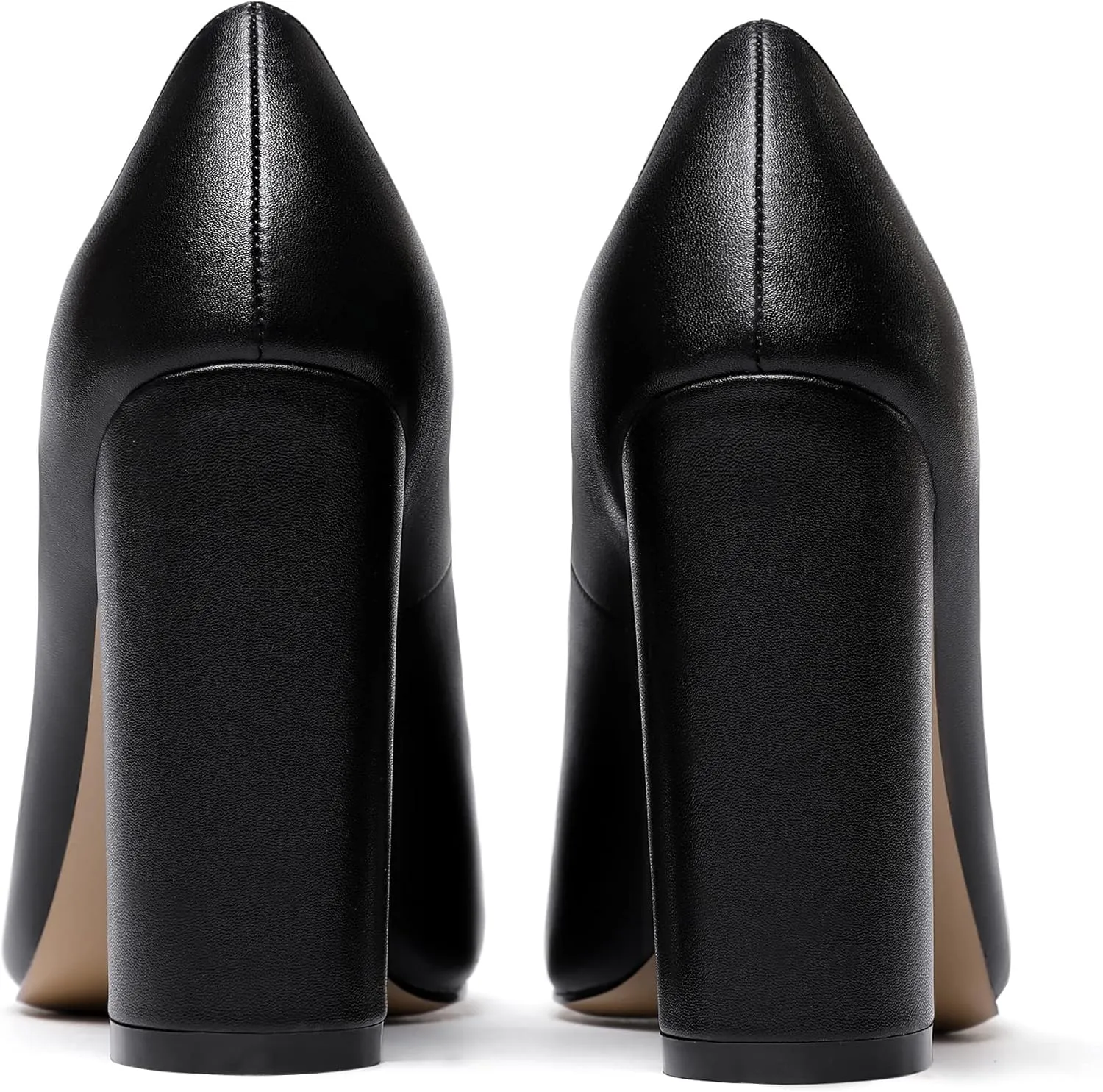 WAYDERNS Womens Round Toe Slip On Matte Dress Party Block High Heel Pumps Shoes 4 Inch