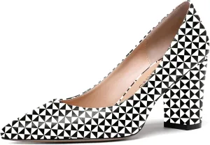 WAYDERNS Women's Slip On Matte Pointed Toe Block High Heel Pumps Shoes 3.5 Inch