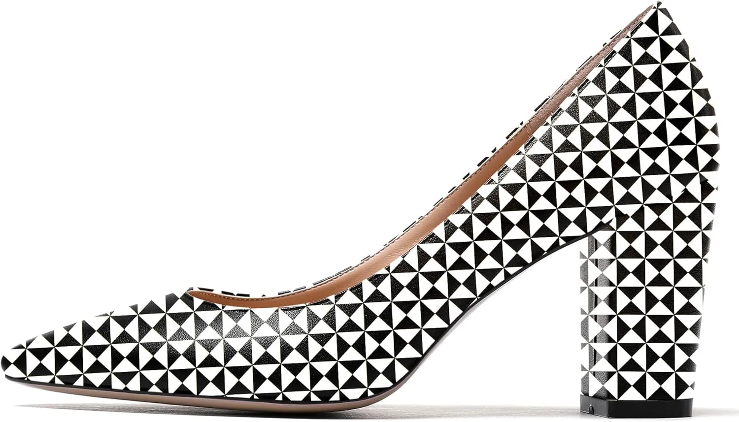 WAYDERNS Women's Slip On Matte Pointed Toe Block High Heel Pumps Shoes 3.5 Inch