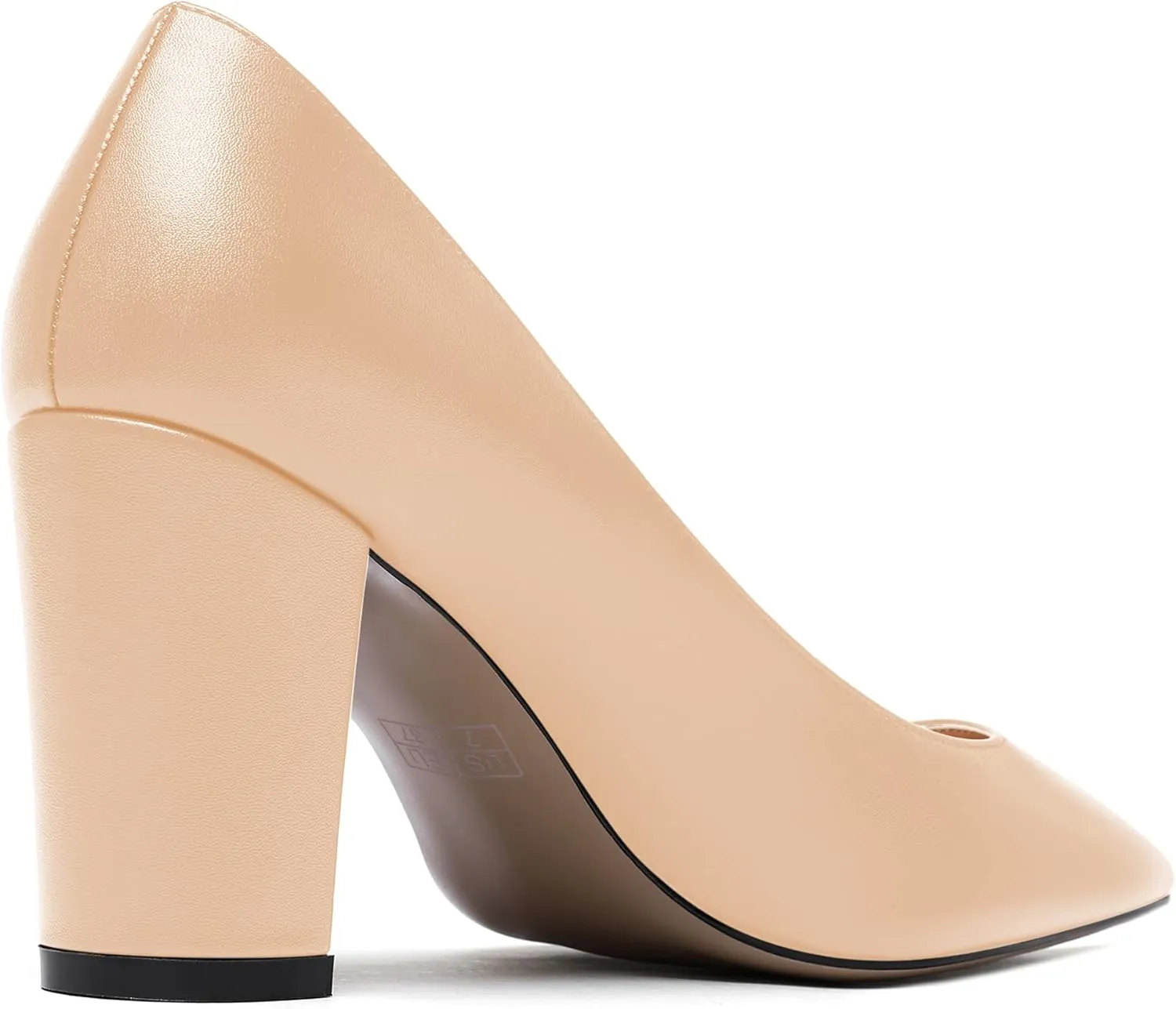 WAYDERNS Women's Slip On Matte Pointed Toe Block High Heel Pumps Shoes 3.5 Inch