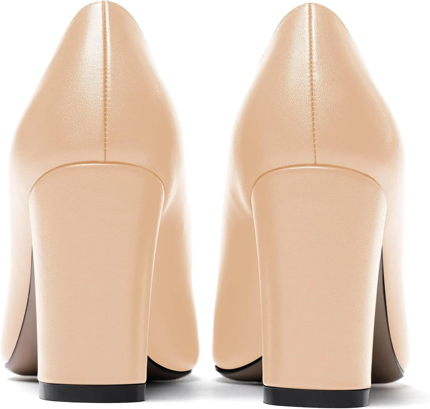 WAYDERNS Women's Slip On Matte Pointed Toe Block High Heel Pumps Shoes 3.5 Inch
