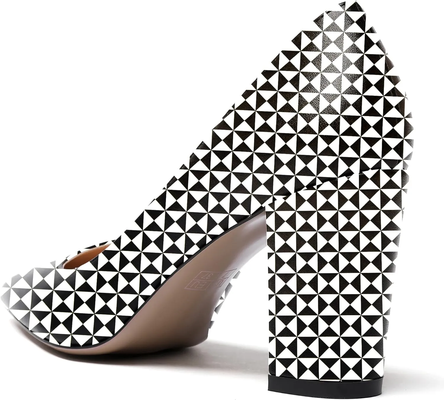 WAYDERNS Women's Slip On Matte Pointed Toe Block High Heel Pumps Shoes 3.5 Inch