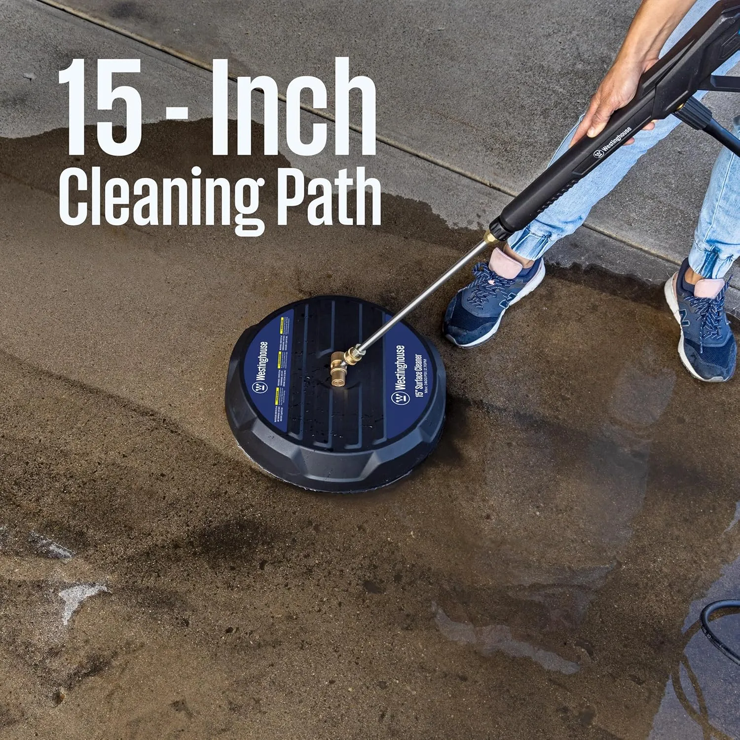 Westinghouse Universal 15” Pressure Washer Surface Cleaner Attachment - 3400 Max PSI, 1/4” Connector - For Gas and Electric Pressure Washers