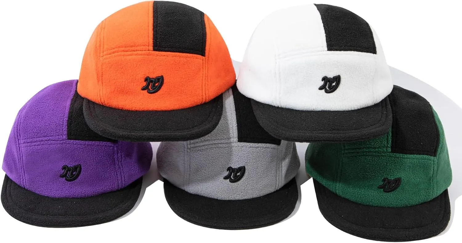 Winter 5 Panel Caps for Men Short Brim Baseball Cap Flat Bill Dad Hats Warm Snapback Trucker Hat Causal Umpire Hats