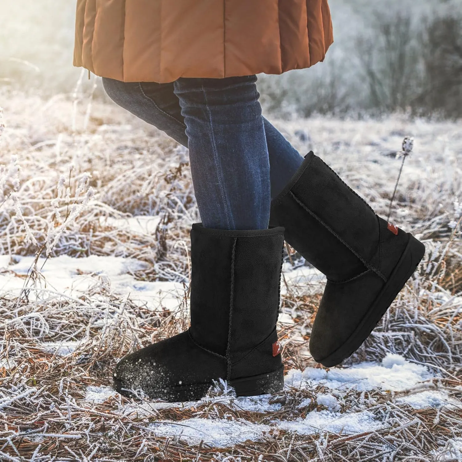 Winter Boots for Women, Classic Mid-Calf Snow Boots, Waterproof Warm Fur Lining Fashion Winter Boots for Women Girls Ladies Outdoor, Slip on & Comfortable, Anti-Slip, Size: 5-10 US
