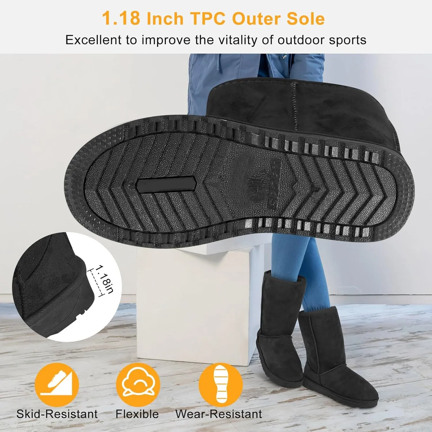 Winter Boots for Women, Classic Mid-Calf Snow Boots, Waterproof Warm Fur Lining Fashion Winter Boots for Women Girls Ladies Outdoor, Slip on & Comfortable, Anti-Slip, Size: 5-10 US