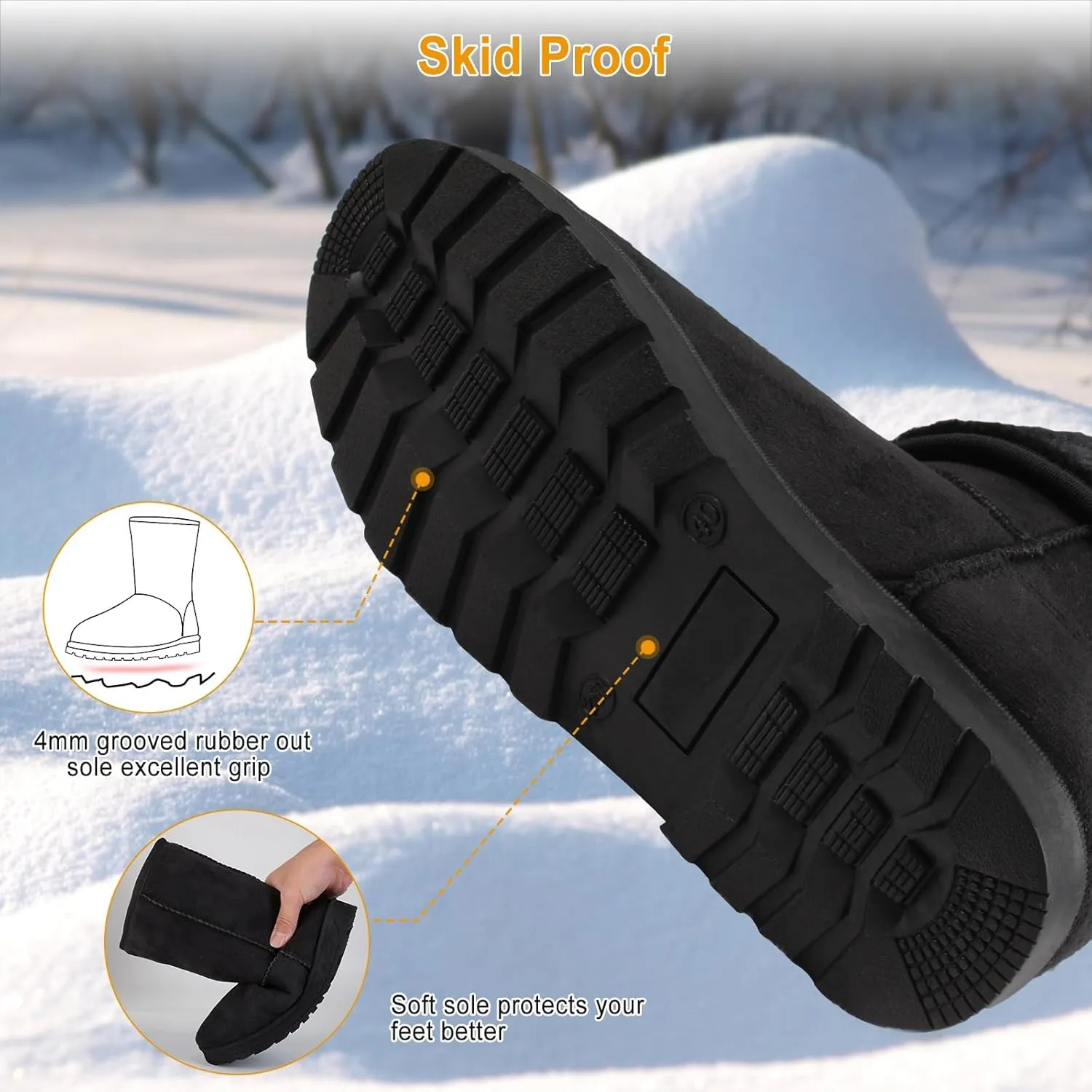 Winter Boots for Women, Classic Mid-Calf Snow Boots, Waterproof Warm Fur Lining Fashion Winter Boots for Women Girls Ladies Outdoor, Slip on & Comfortable, Anti-Slip, Size: 5-10 US