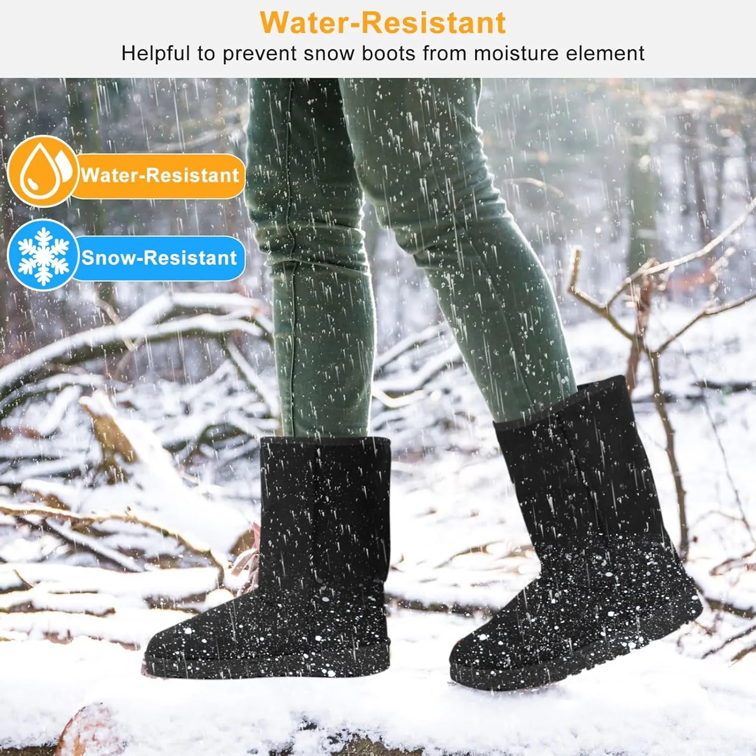 Winter Boots for Women, Classic Mid-Calf Snow Boots, Waterproof Warm Fur Lining Fashion Winter Boots for Women Girls Ladies Outdoor, Slip on & Comfortable, Anti-Slip, Size: 5-10 US