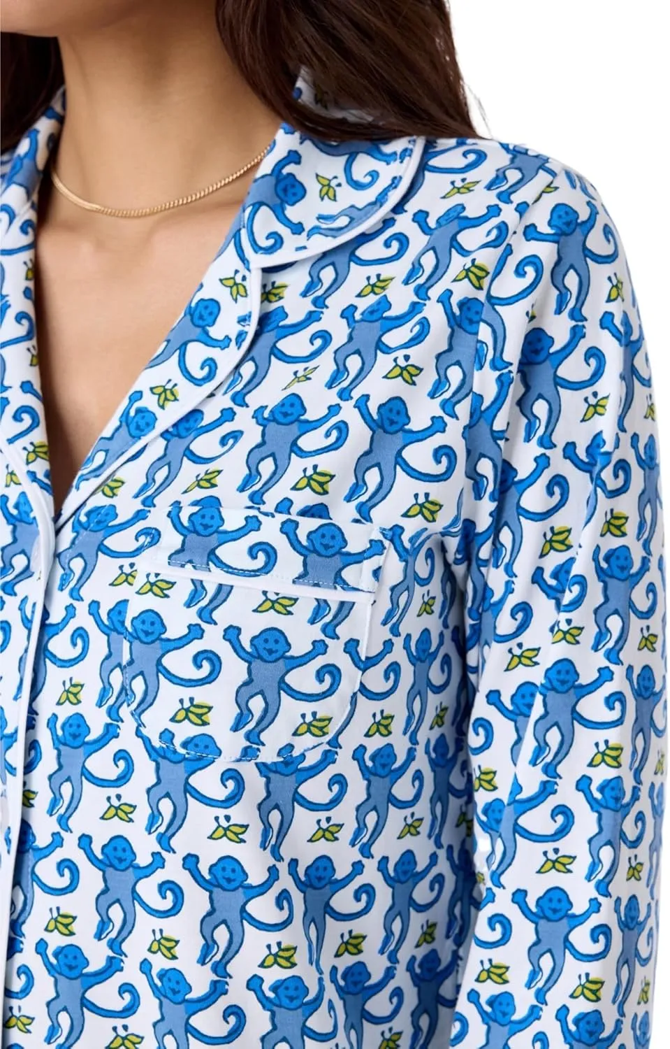 Women Y2k Preppy Pajamas Set Button Down Monkey Sleepwear Loungewear Pjs for Jammies Party Christmas Thanksgiving Gift
