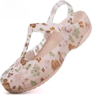 Women's Classic Garden Clogs,Thick-Soled Non-Slip Baotou Casual Slip-On Water Sandals,Lndoor and Outdoor Beach Slippers. (Gold,6)
