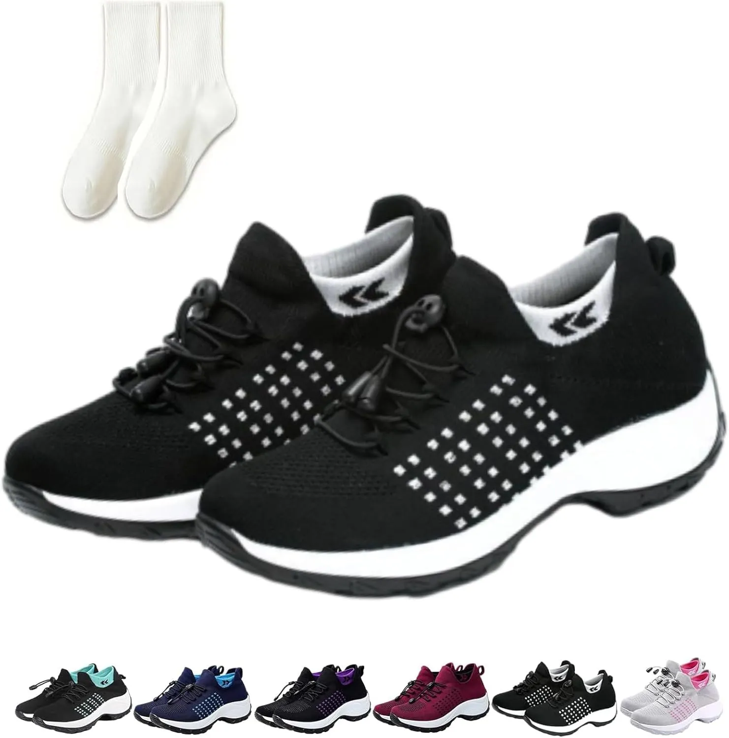 Women's Comfort Wear Orthowear Shoes, Orthopedic, Plantar Fasciitis, Black, One Size