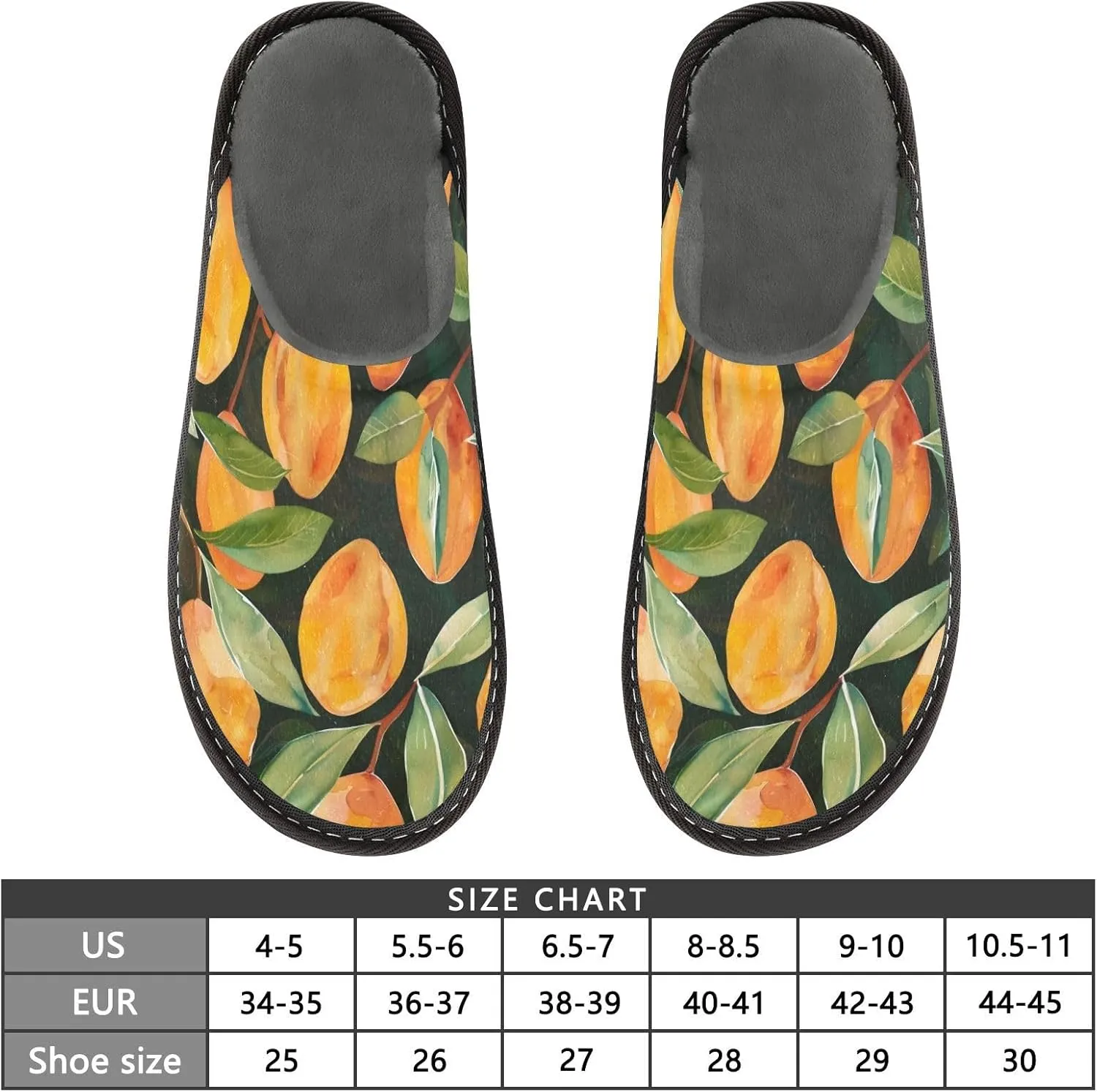Women's Fuzzy House Slippers Memory Foam Slippers, Casual Unisex House Shoes Slip on Scuff Outdoor Indoor Warm Bedroom Shoes Mango Pattern