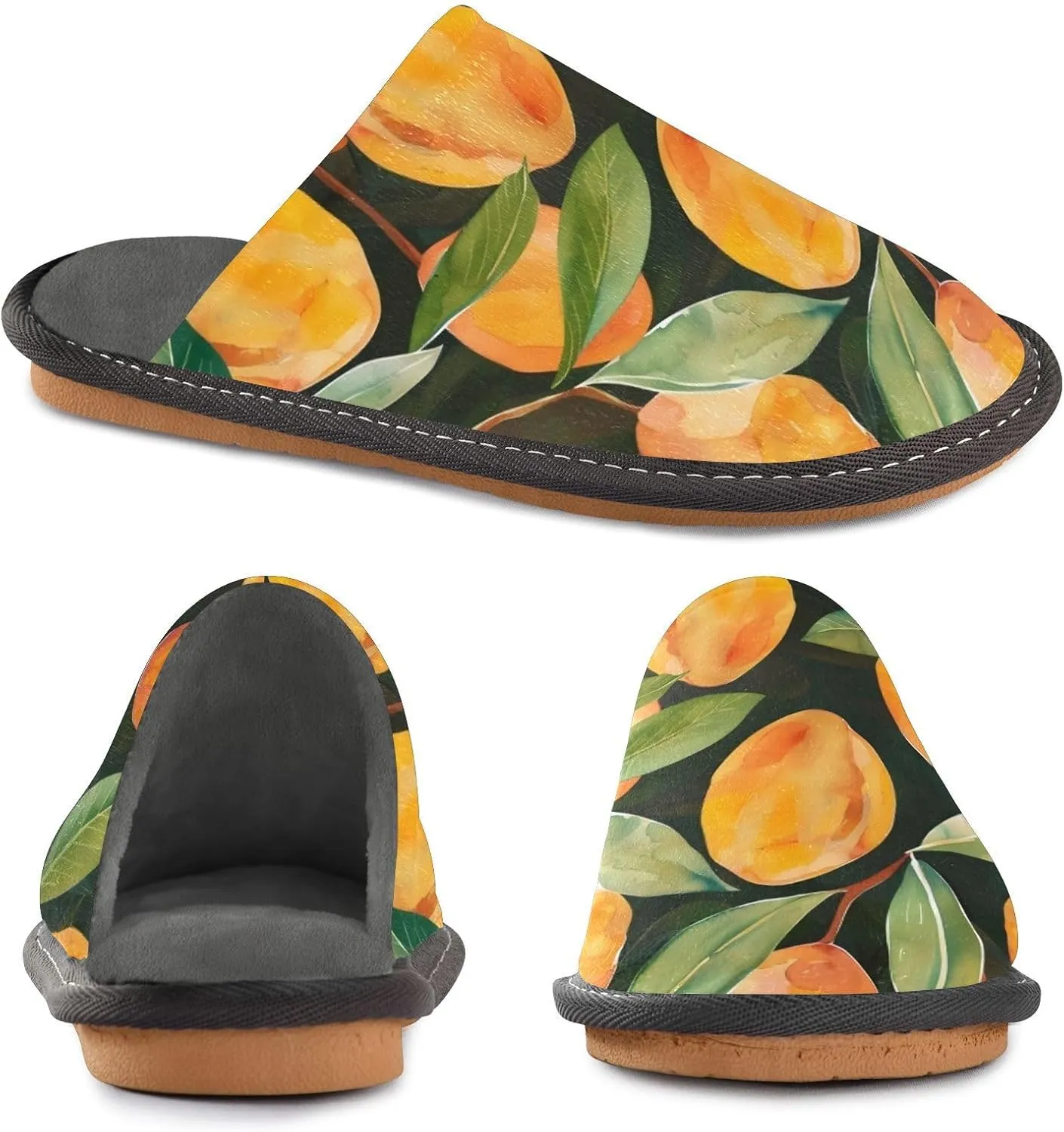 Women's Fuzzy House Slippers Memory Foam Slippers, Casual Unisex House Shoes Slip on Scuff Outdoor Indoor Warm Bedroom Shoes Mango Pattern