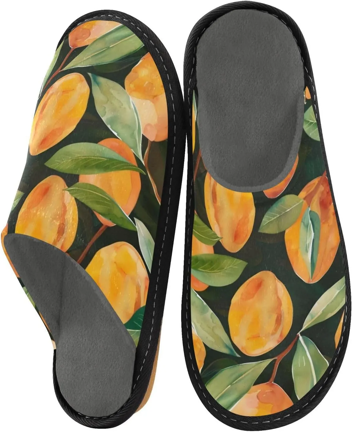 Women's Fuzzy House Slippers Memory Foam Slippers, Casual Unisex House Shoes Slip on Scuff Outdoor Indoor Warm Bedroom Shoes Mango Pattern