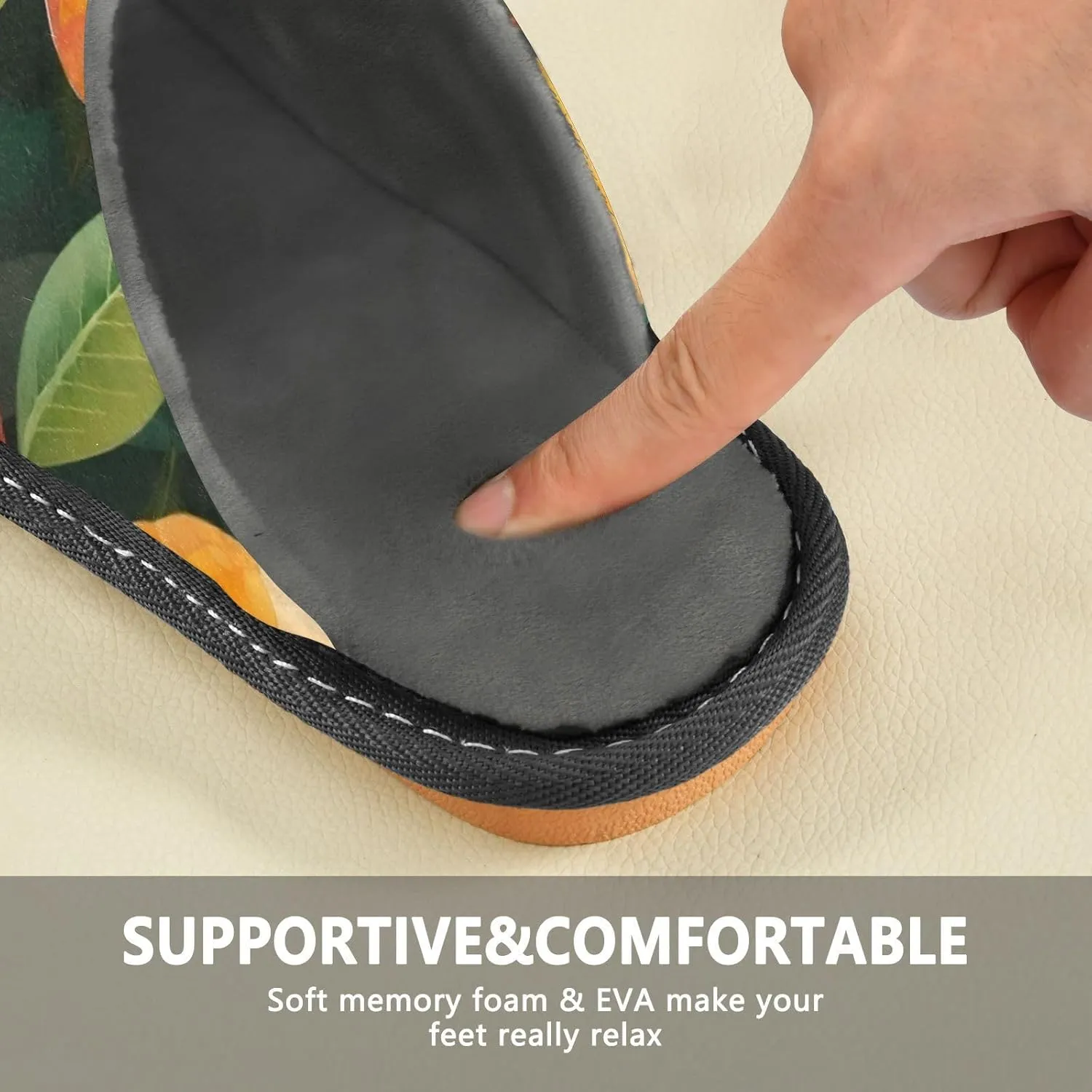Women's Fuzzy House Slippers Memory Foam Slippers, Casual Unisex House Shoes Slip on Scuff Outdoor Indoor Warm Bedroom Shoes Mango Pattern