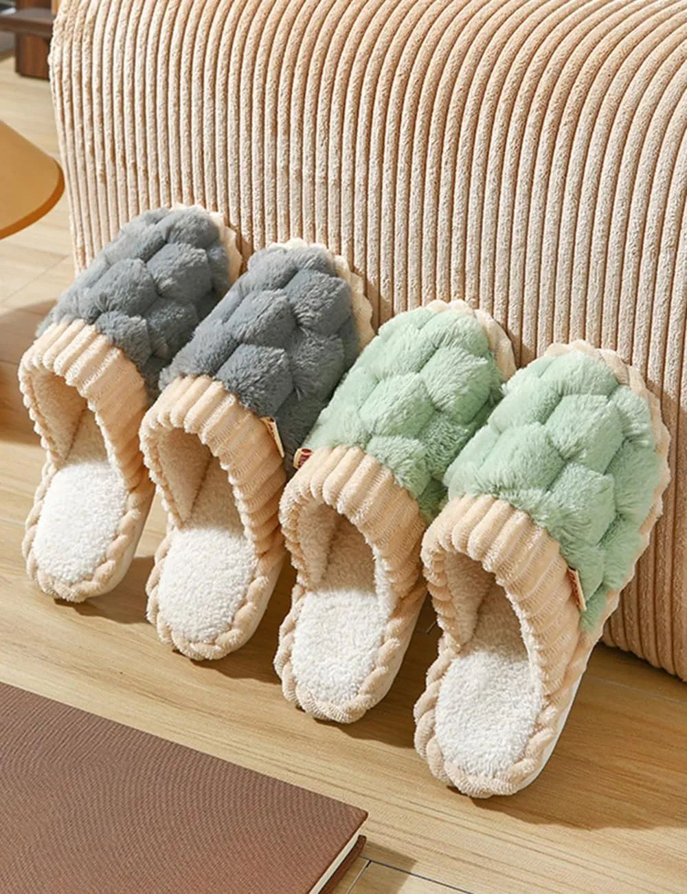 Women's Fuzzy Plush Slippers - Soft, Warm, and Cozy Indoor Slip-Ons with Non-Slip Sole for Home and Lounge Wear