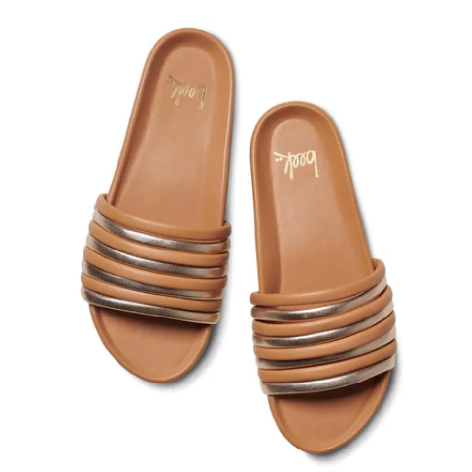Women's Hoopoe Leather Slide In Brown/gold