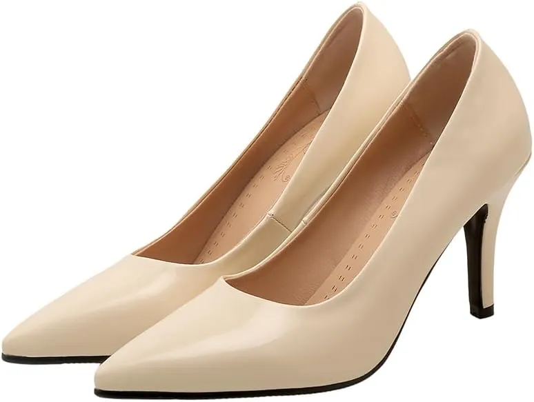 Women's Men's Pointed Toe Mid Heel Plus Size Slip On Wedding Dress Pumps Shoes