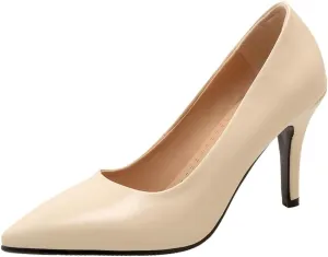 Women's Men's Pointed Toe Mid Heel Plus Size Slip On Wedding Dress Pumps Shoes