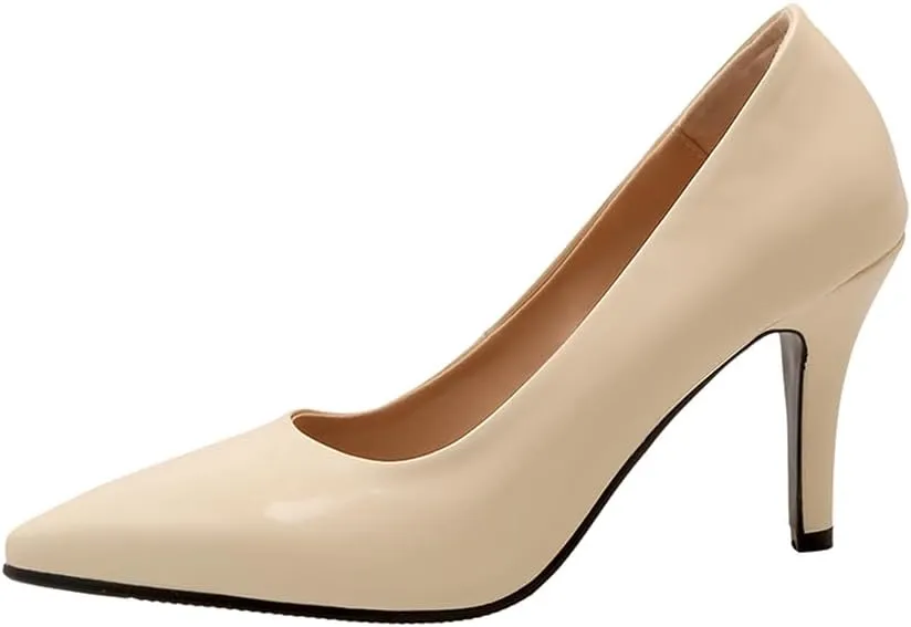 Women's Men's Pointed Toe Mid Heel Plus Size Slip On Wedding Dress Pumps Shoes