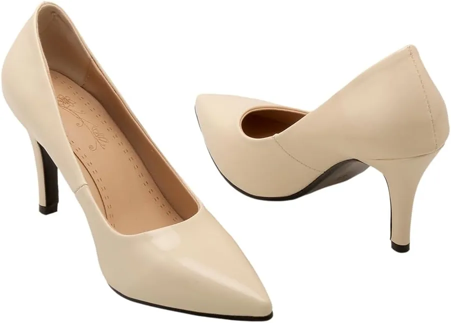 Women's Men's Pointed Toe Mid Heel Plus Size Slip On Wedding Dress Pumps Shoes