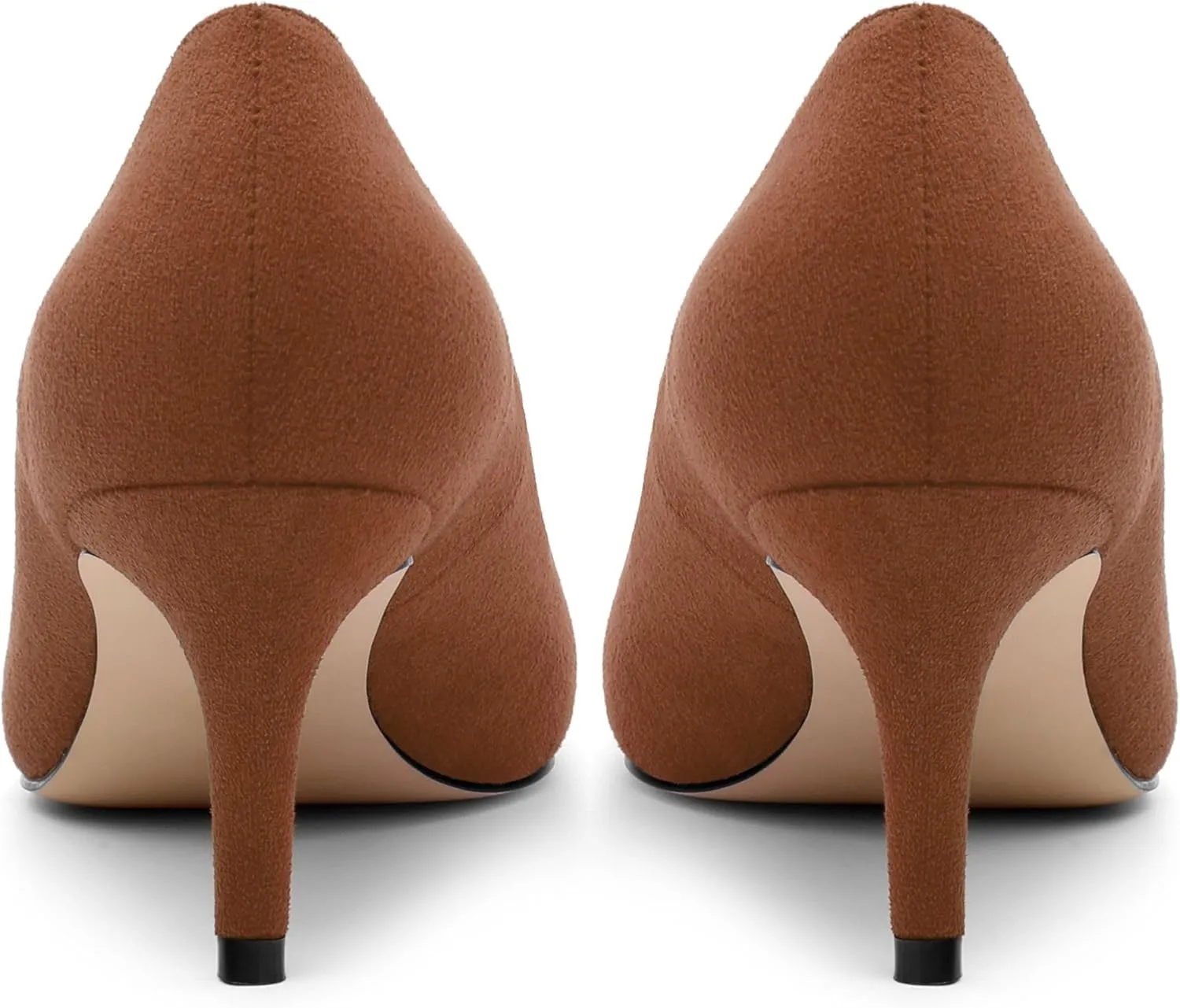 Womens Office Casual Pointed Toe Suede Slip On Stiletto Mid Heel Pumps Shoes 2.55 Inch