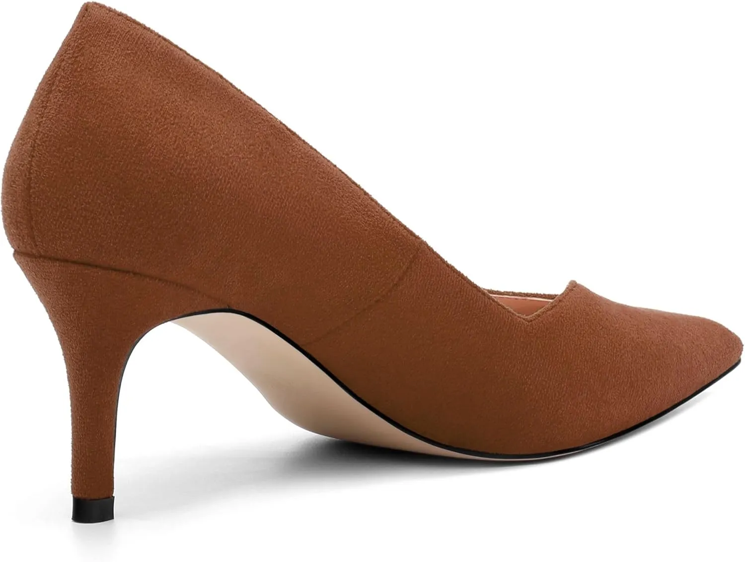 Womens Office Casual Pointed Toe Suede Slip On Stiletto Mid Heel Pumps Shoes 2.55 Inch