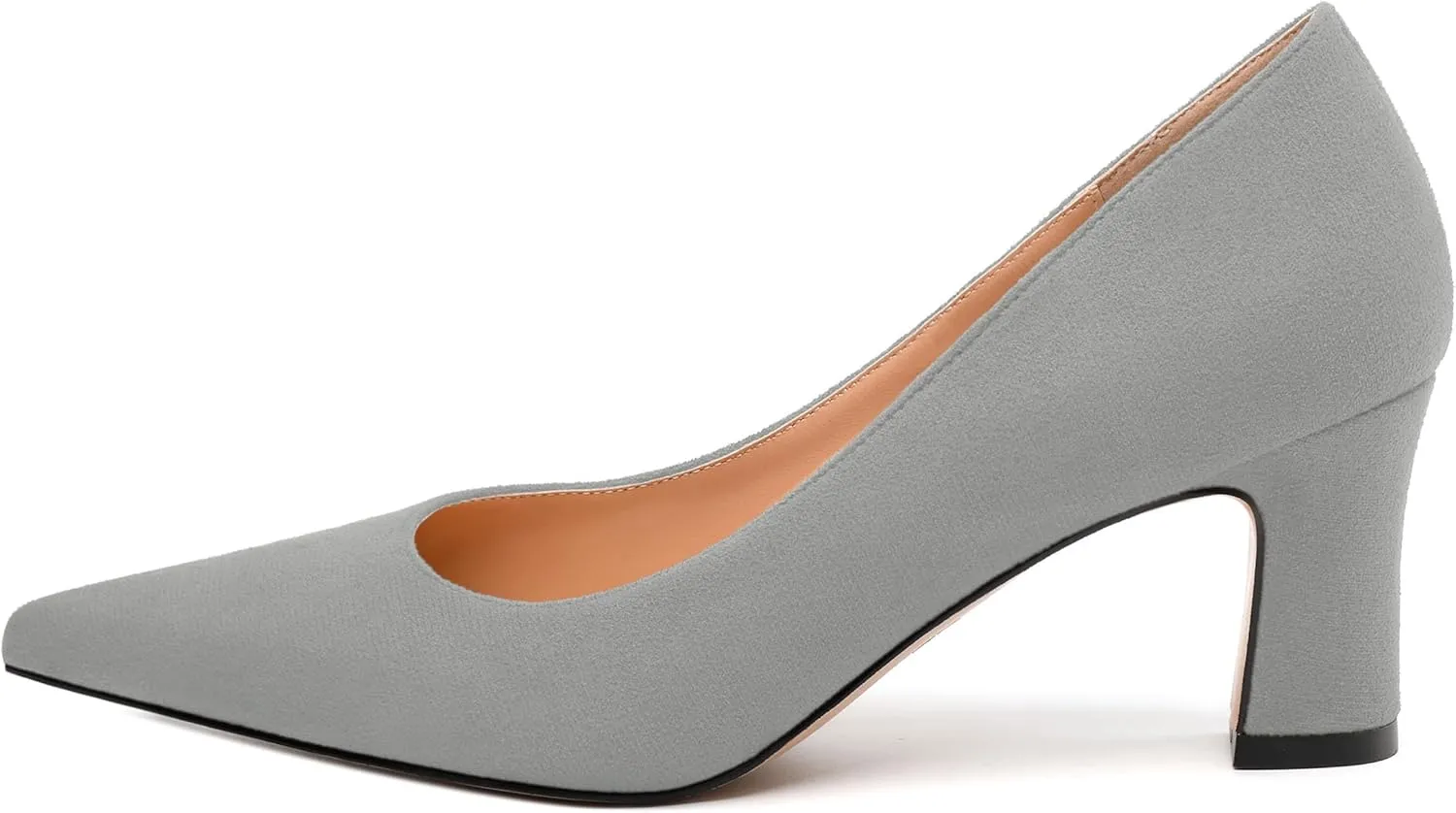 Women's Pumps, Pointed Closed Toe Fashion Chunky Heels, Slip On Mid Heel Shoes for Women