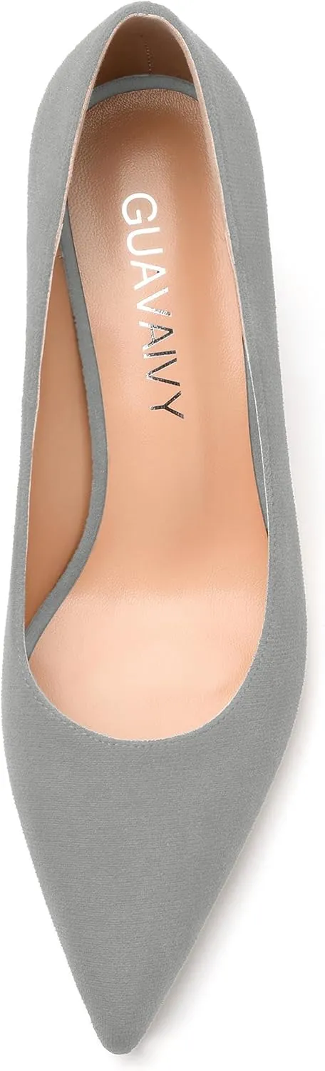 Women's Pumps, Pointed Closed Toe Fashion Chunky Heels, Slip On Mid Heel Shoes for Women