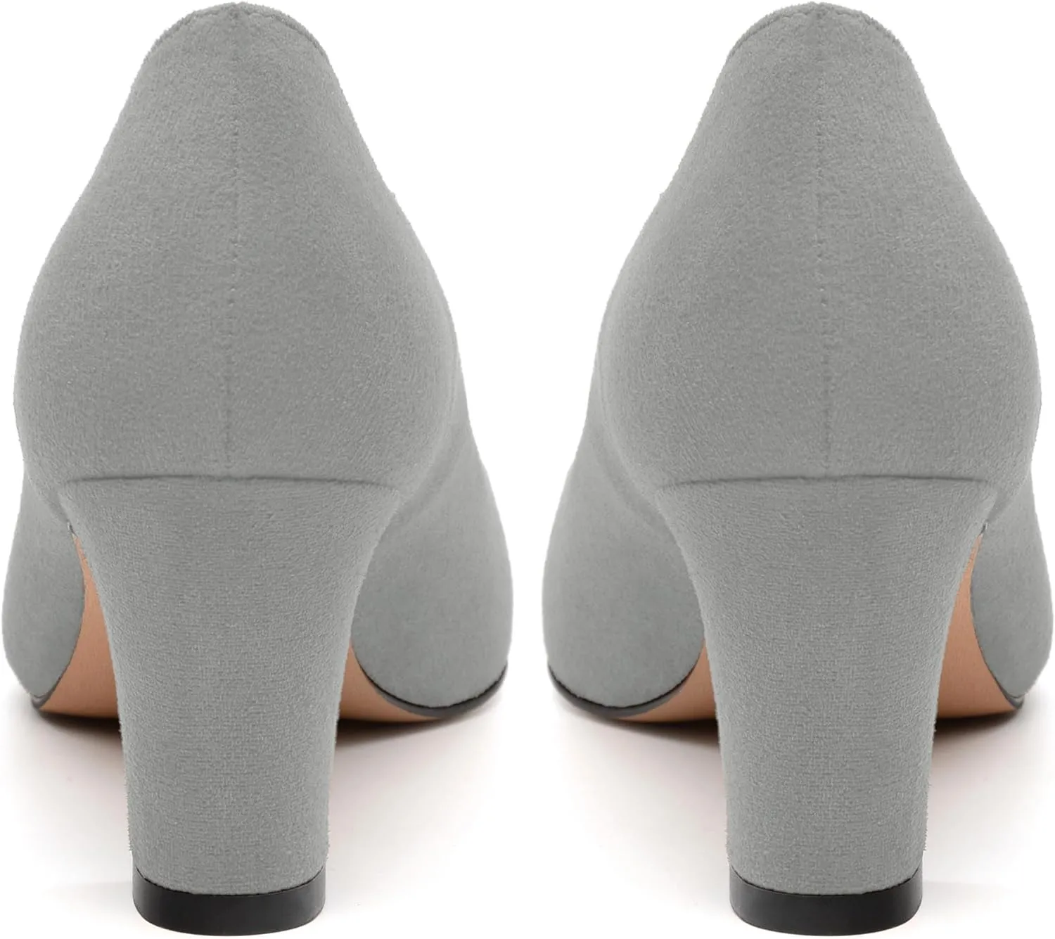 Women's Pumps, Pointed Closed Toe Fashion Chunky Heels, Slip On Mid Heel Shoes for Women
