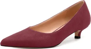 Women's Pumps, Pointed Toe Kitten Heels, Fashion Suede Slip on High Heels for Women 1.3 Inch