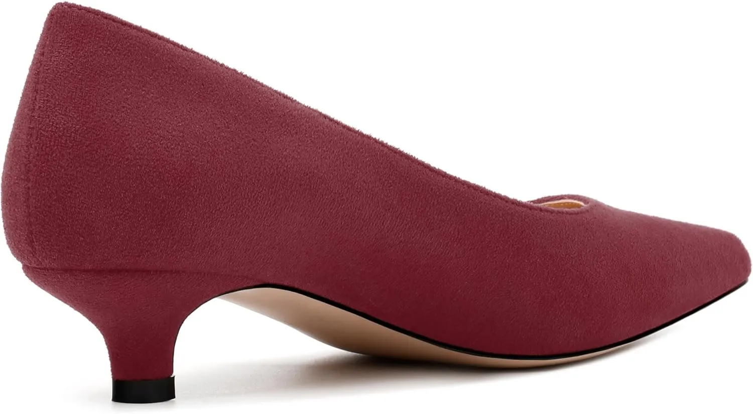 Women's Pumps, Pointed Toe Kitten Heels, Fashion Suede Slip on High Heels for Women 1.3 Inch