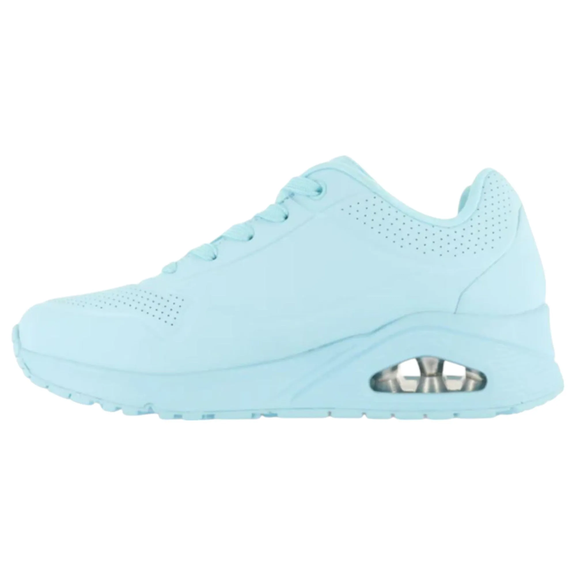 Womens Skechers Uno - Stand On Air Light Blue Lace Up Sneaker Shoes