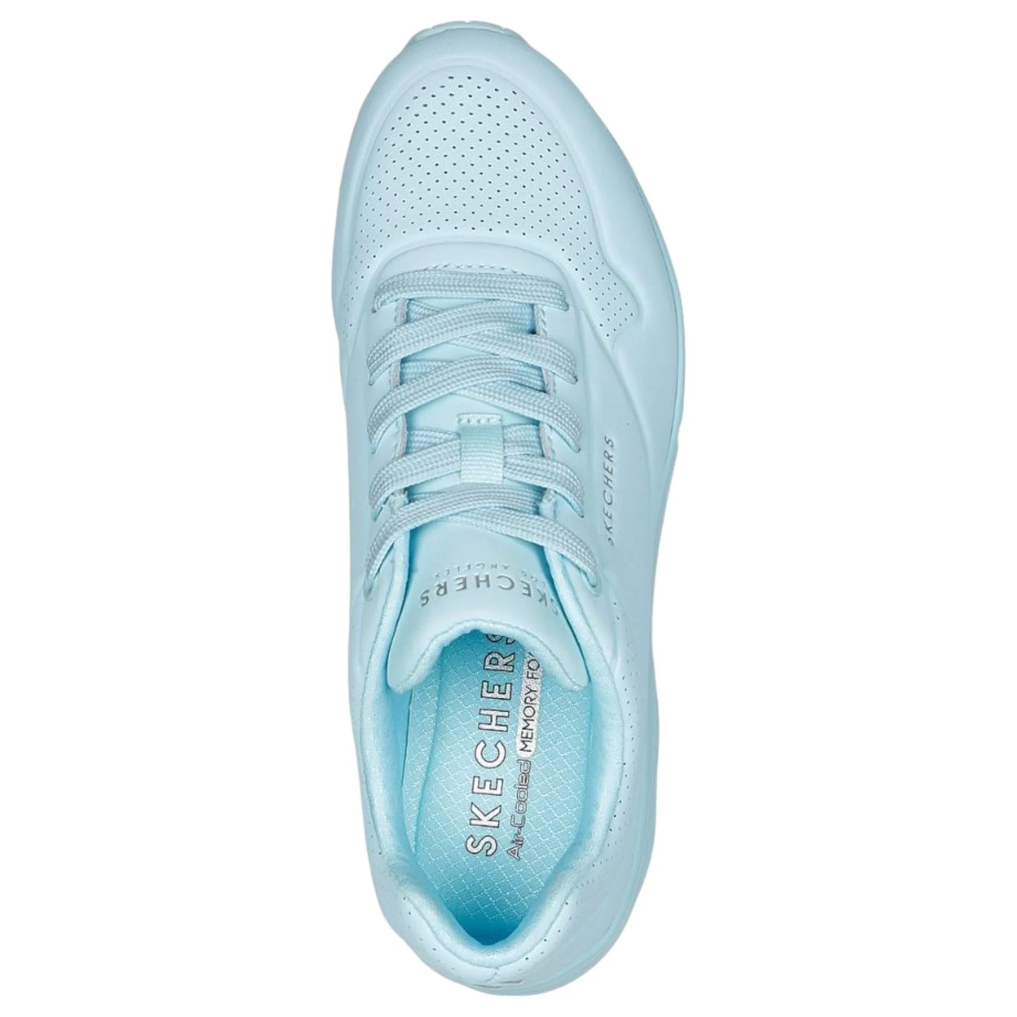 Womens Skechers Uno - Stand On Air Light Blue Lace Up Sneaker Shoes