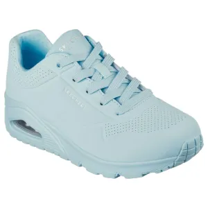 Womens Skechers Uno - Stand On Air Light Blue Lace Up Sneaker Shoes