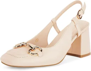 Womens Slingback Block Heels Closed Square Toe Dress Work Shoes Slip on Buckle Strap Business Pumps
