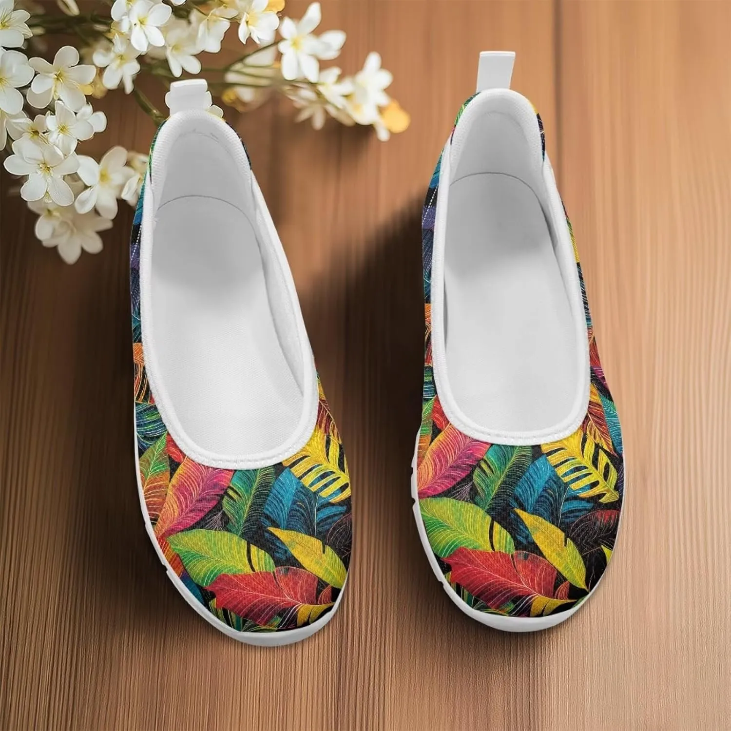 Womens Slip on Walking Shoes Stylish Floral Casual Loafers Lightweight Comfortable Ladies Soft Travel Footwear SizeUS 6-11