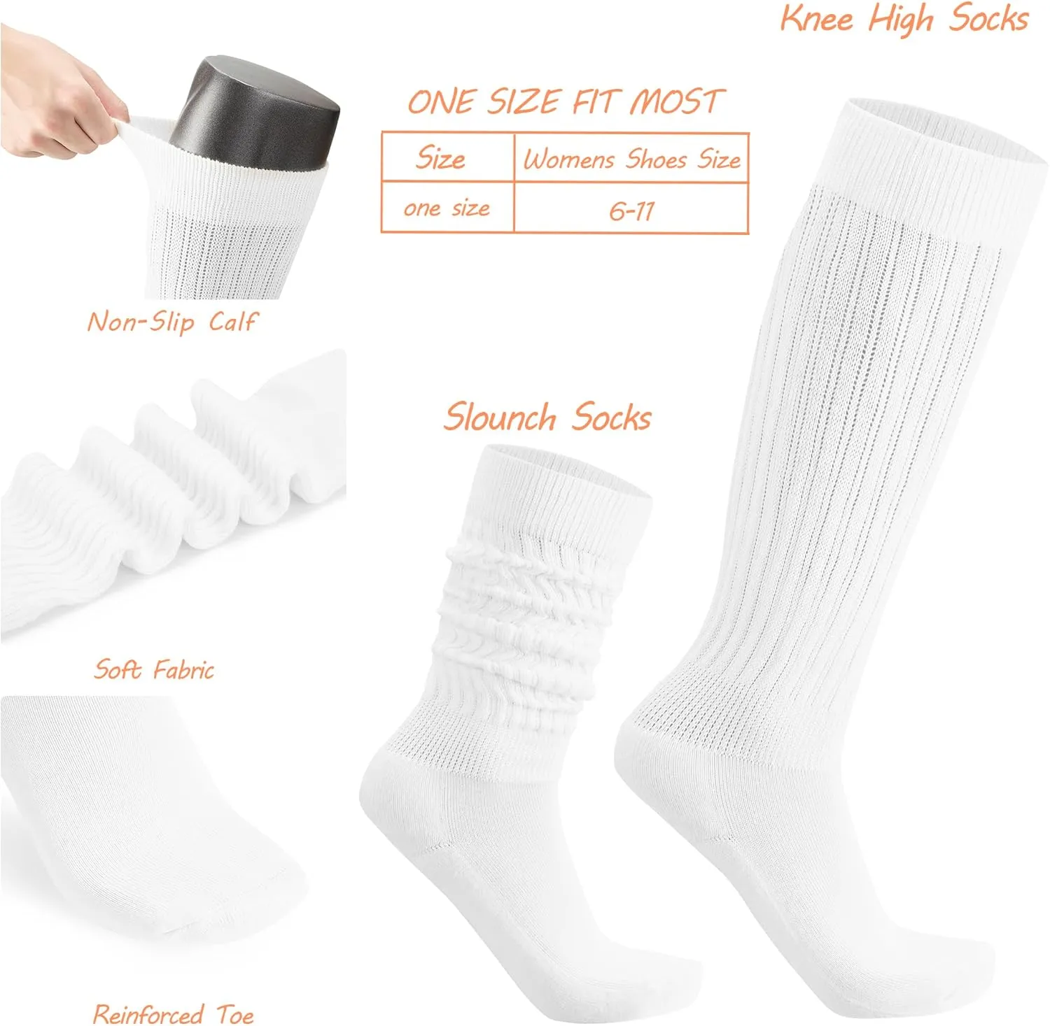 Womens Slouch Scrunch Socks Retro Knee High Soft Stack Chunky Cozy Boot Socks For Women Size 6-11