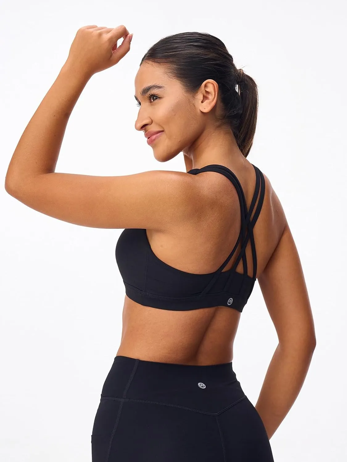 Women's Strappy Sports Bras Light Compression Crop Criss Cross Back Padded Workout Yoga Bra Supportive U Neckline