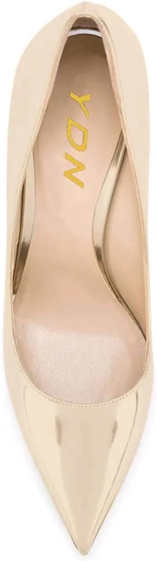 YDN Women Classic Pointed Toe High Heel Wedge Pumps Slip on Cofmortable Office Shoes
