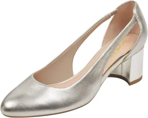 YDN Women Formal Block Heel Cutout Pumps Round Toe Slip On Patent Basic Office Dress Shoes