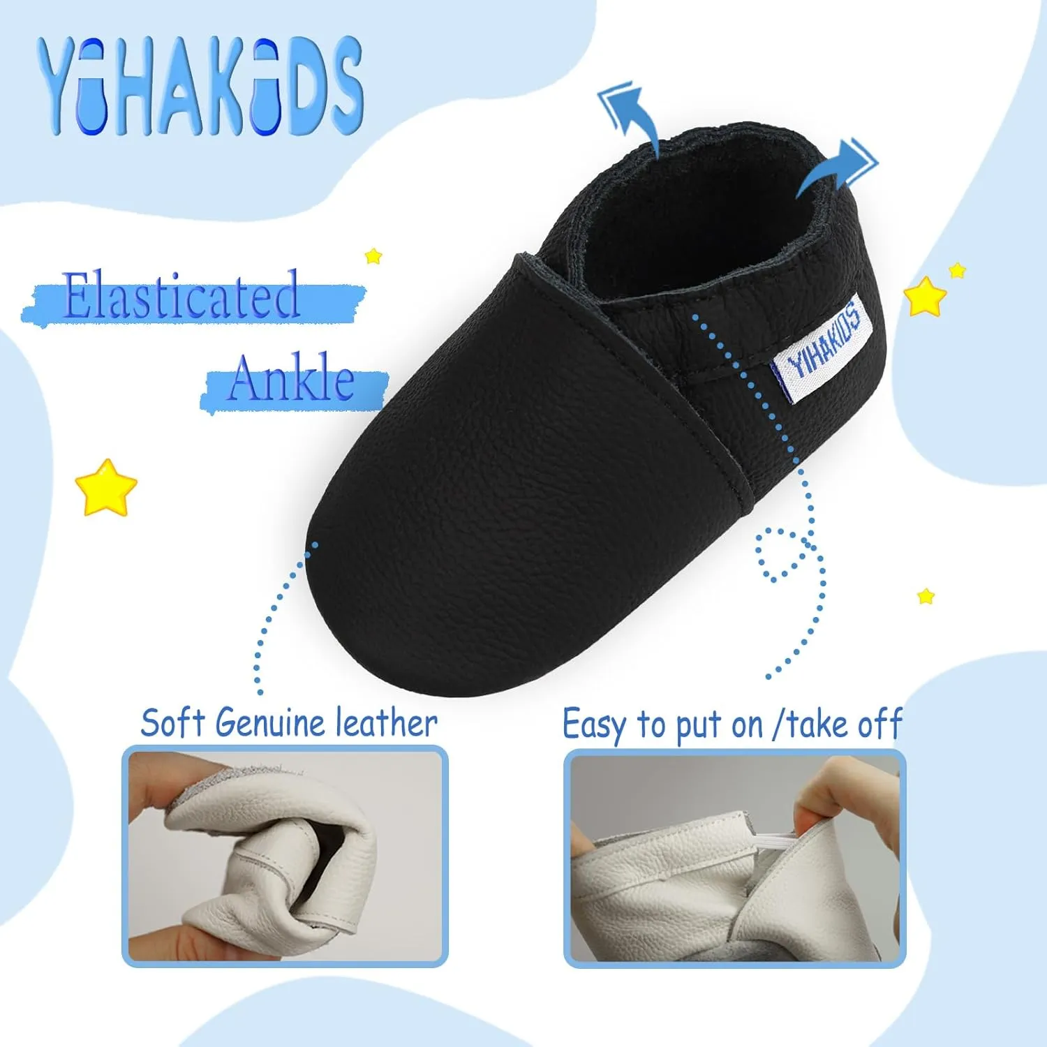 YIHAKIDS Baby Leather Shoes Soft Sole First Walking Moccasins Infants Toddler Boys Girls Crawling Slippers Slip-on Shoes Solid Color Shoes