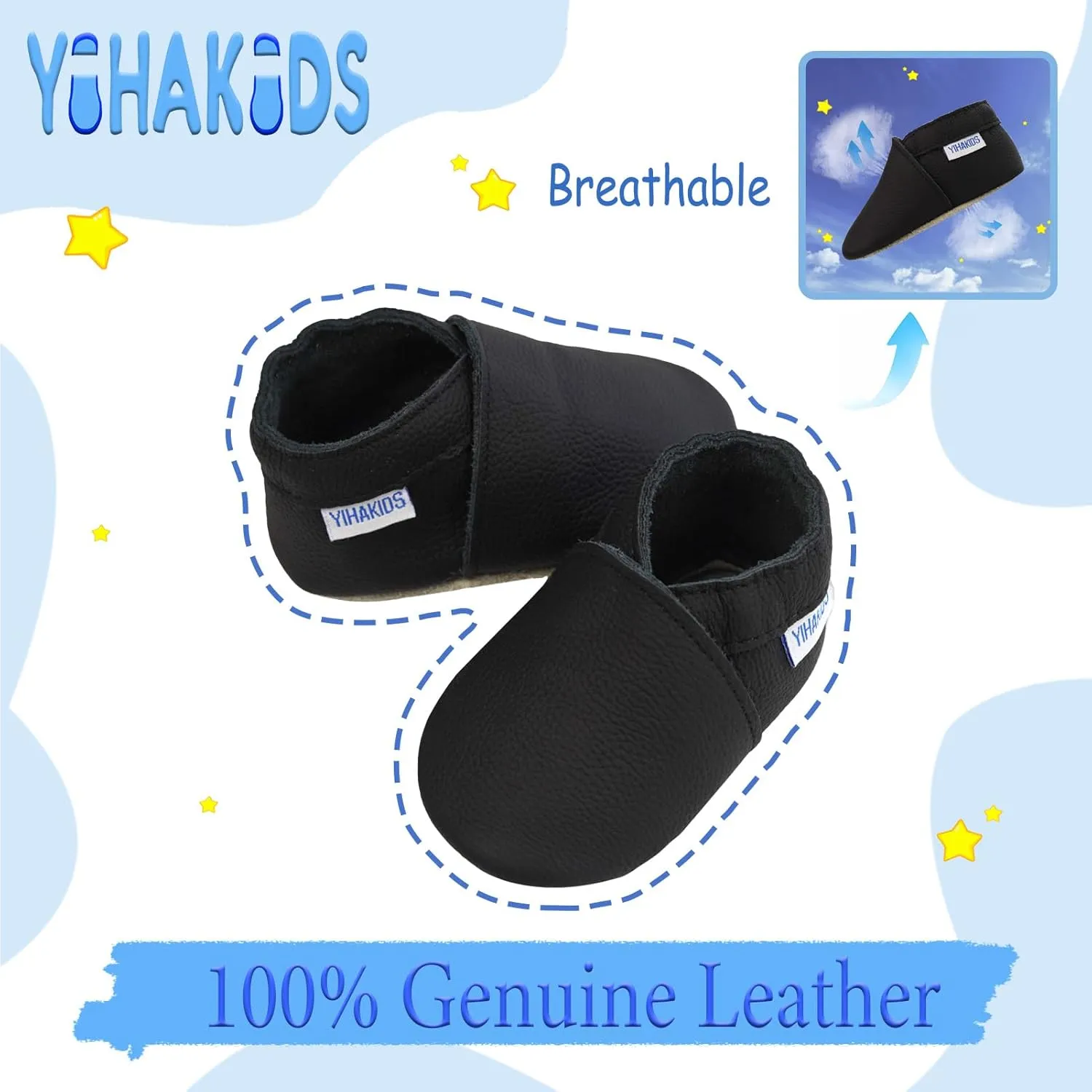 YIHAKIDS Baby Leather Shoes Soft Sole First Walking Moccasins Infants Toddler Boys Girls Crawling Slippers Slip-on Shoes Solid Color Shoes